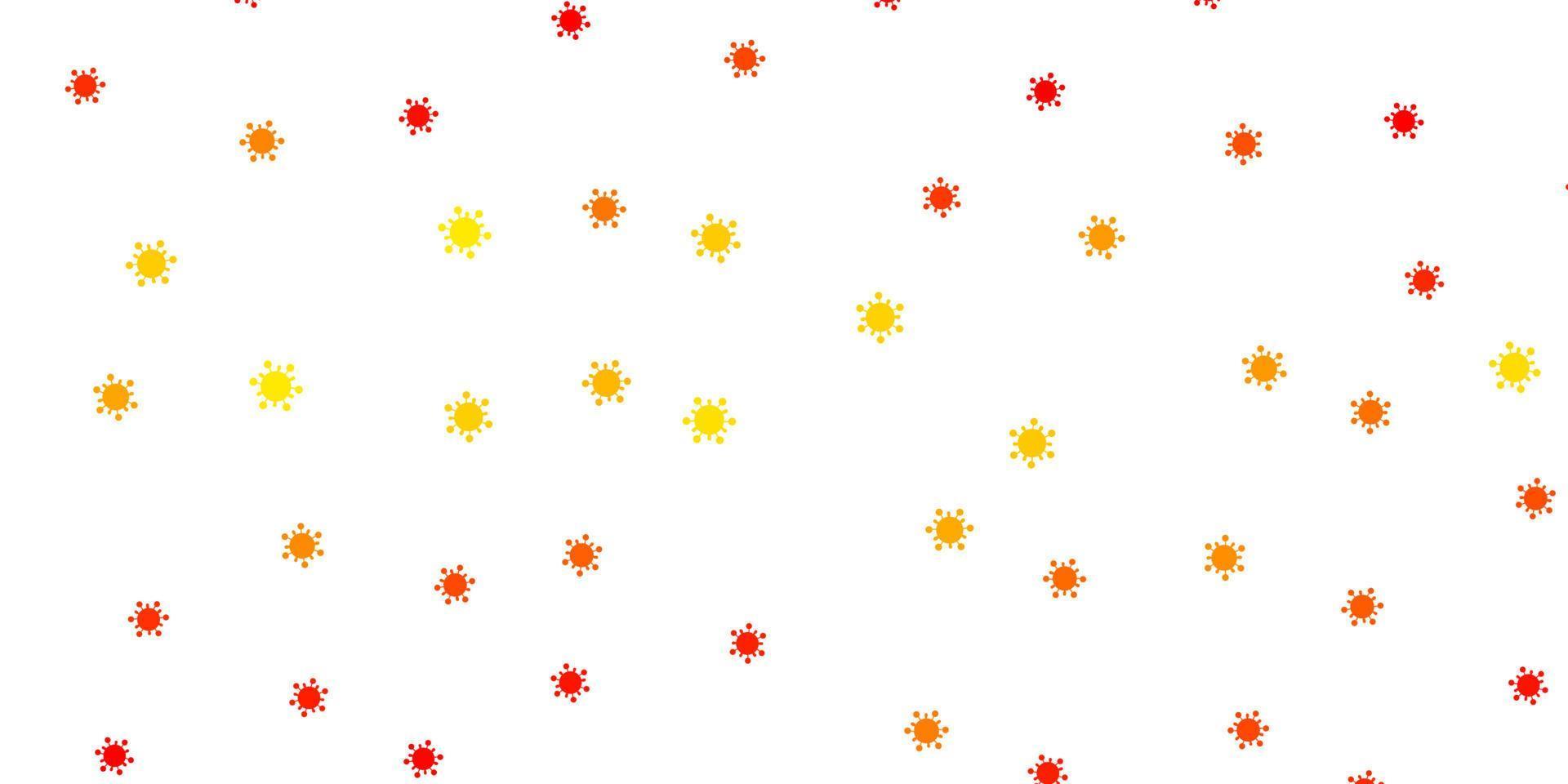 sfondo vettoriale arancione chiaro con simboli covid-19.