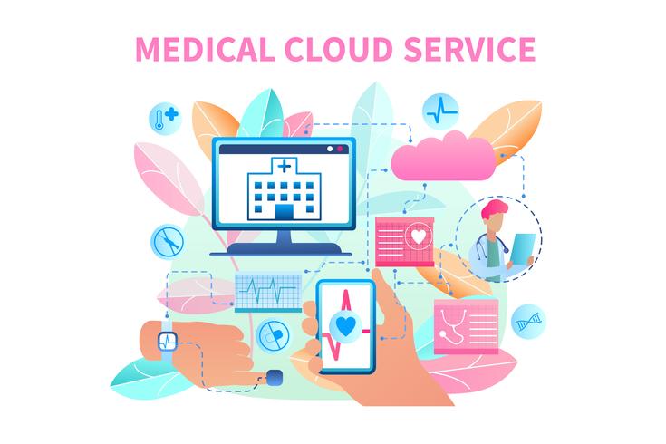 sistema di servizio di banner cloud medico vettore