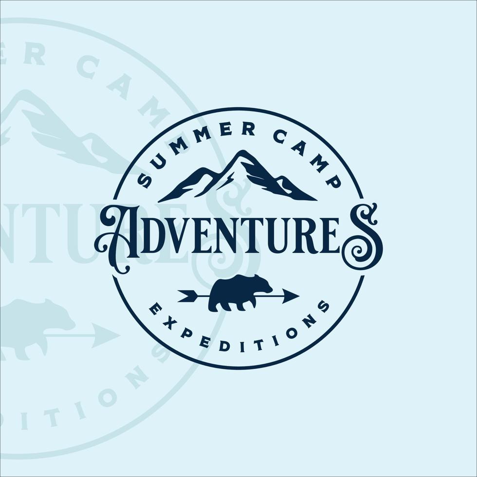 disegno dell'icona del modello di illustrazione vettoriale vintage logo montagna e orso. segno di avventura freccia per compagnia di viaggi