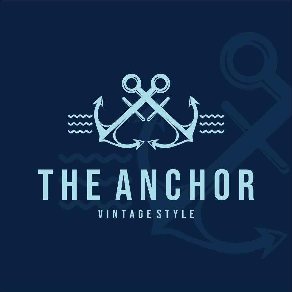 ancoraggio nave logo vettore vintage icona simbolo illustrazione modello design. emblema dell'icona retrò di ancoraggio per il design del concetto di business marinaio o marittimo