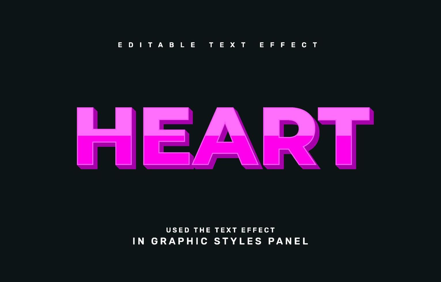 modello di effetto testo modificabile cuore vettore