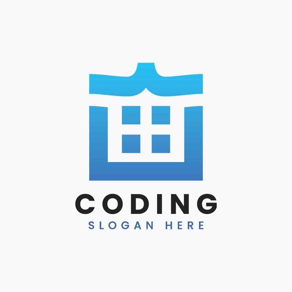 design del logo di codifica di programmazione moderna astratta creativa, modello di logo di codifica gradiente colorato vettore