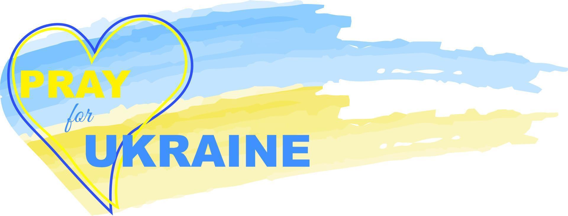 prega per l'Ucraina. segno del cuore con il colore della bandiera nazionale ucraina. iscrizione prega per l'ucraina. illustrazione vettoriale