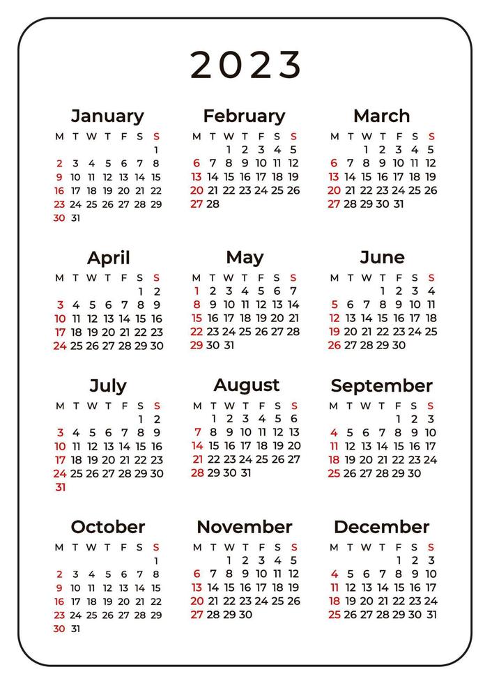 modello di calendario tascabile per l'anno 2023 vettore