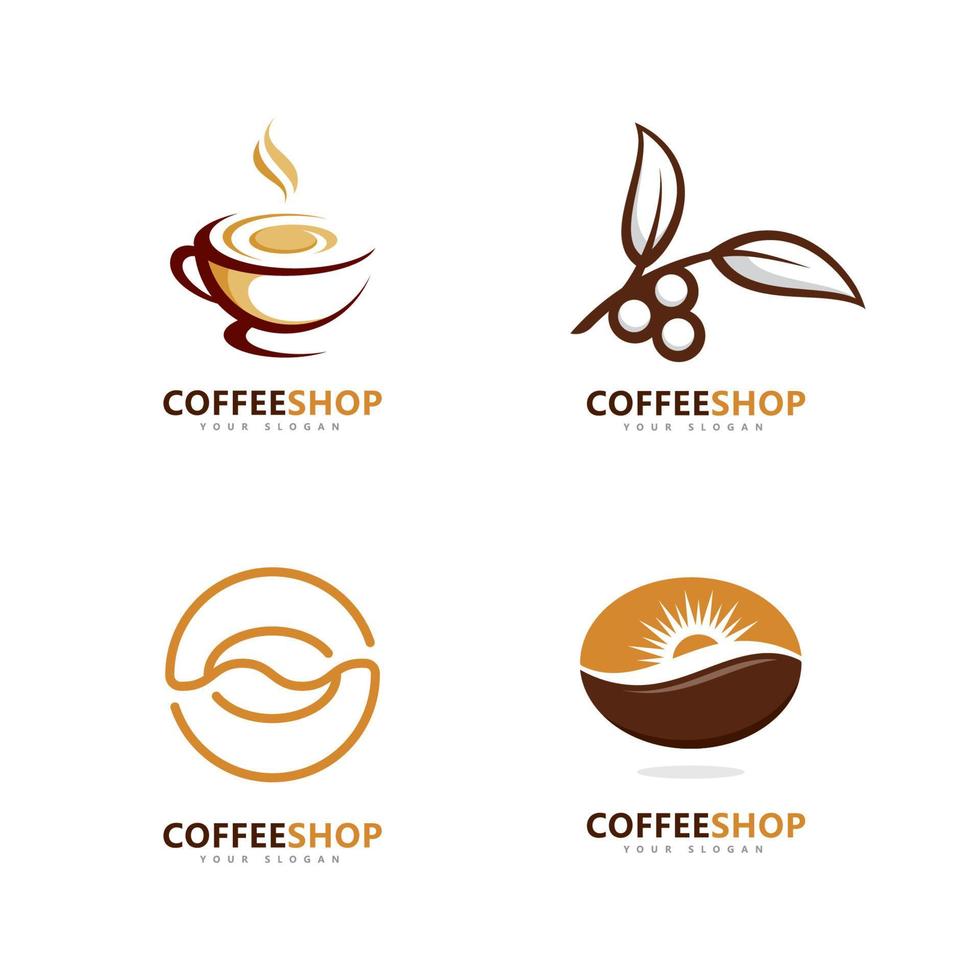 logo vettoriale minimalista della caffetteria. modello di logo di chicchi di caffè