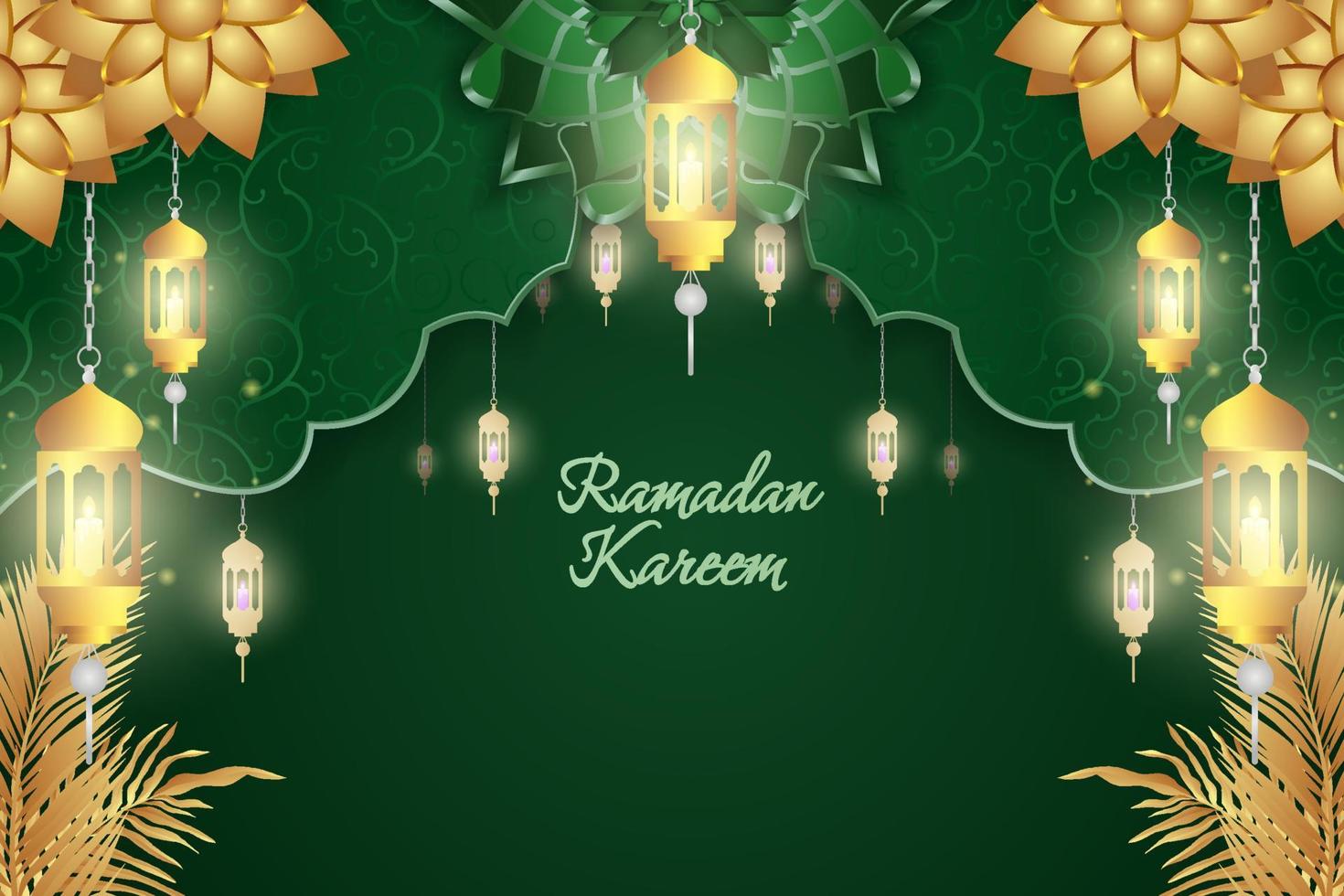 ramadan kareem colore islamico verde e oro di lusso con elemento vettore