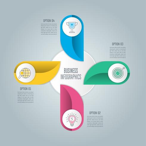 concetto di business design infografico con 4 opzioni, parti o processi. vettore