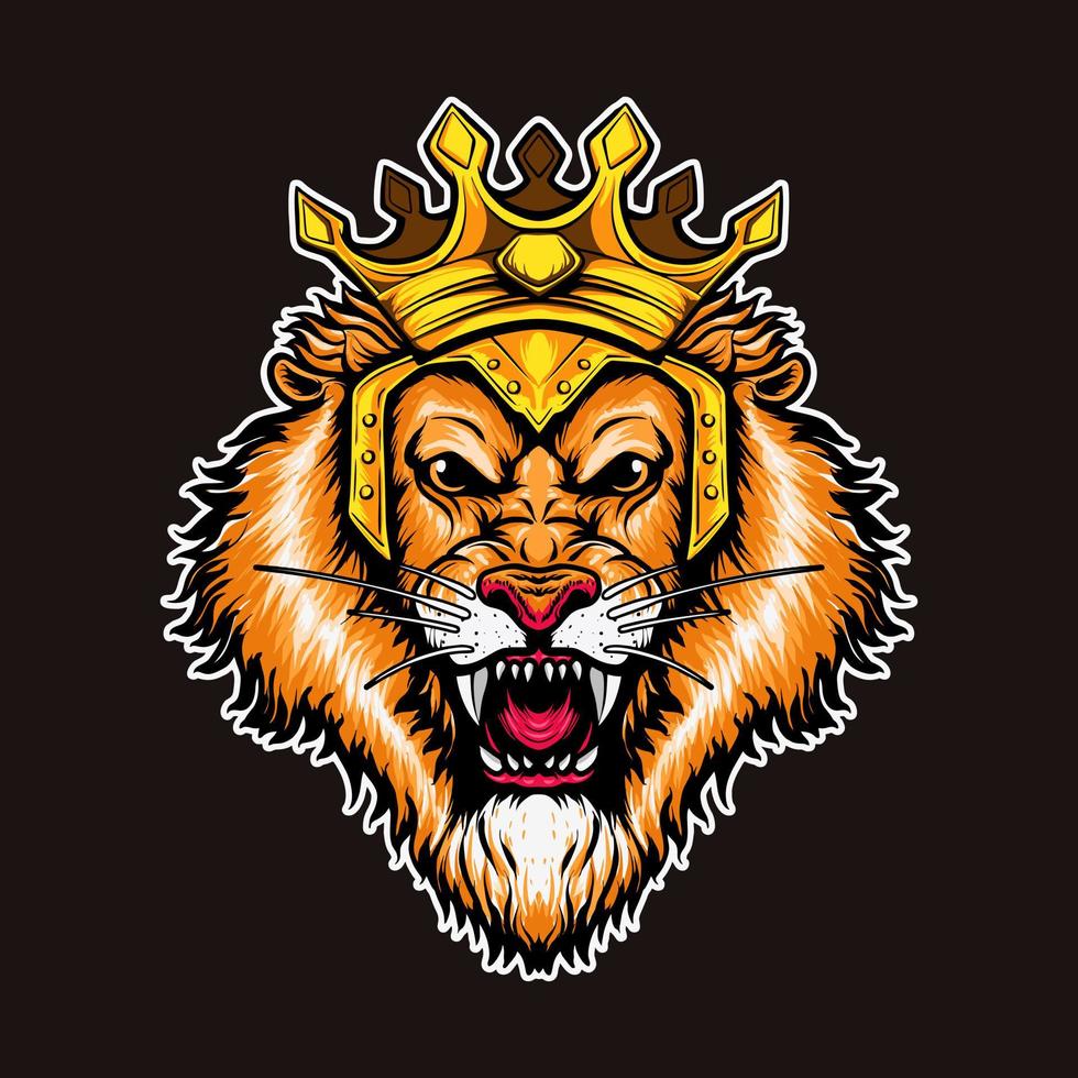 disegno della maglietta del carattere dell'illustrazione di vettore della testa del re leone