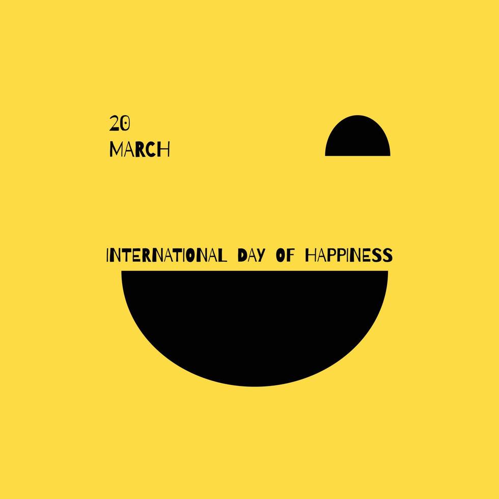 giorno internazionale della giornata della felicità sfondo con faccina sorridente gialla vettore