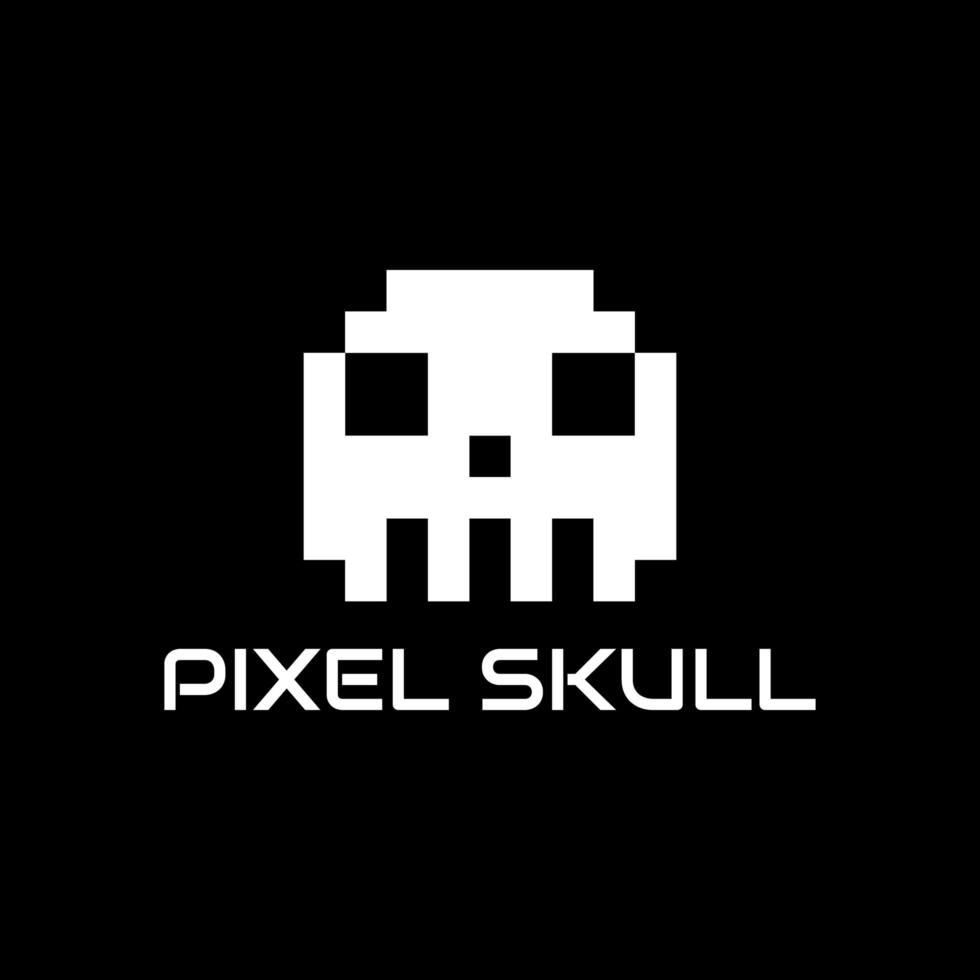 disegno del logo del teschio di pixel vettore