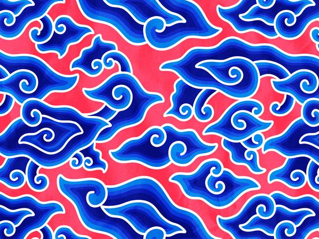 Blu rosso Megamendung Batik Vector Pattern