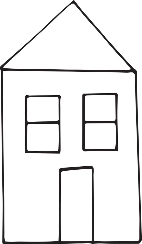 icona di arredamento in stile doodle casa. disegnato a mano, nordico, scandinavo. , minimalismo, costruzione di carte poster adesivo monocromatico vettore