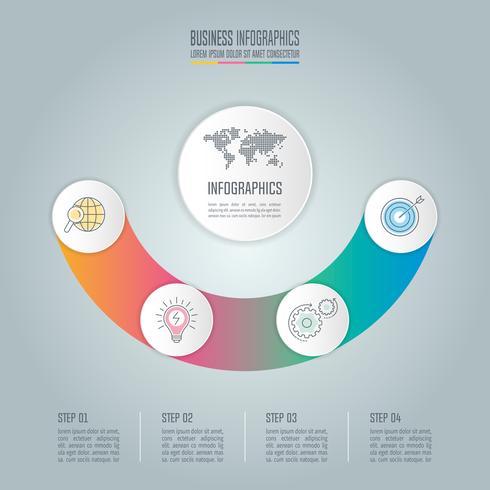 concetto di business design infografico con 4 opzioni, parti o processi. vettore