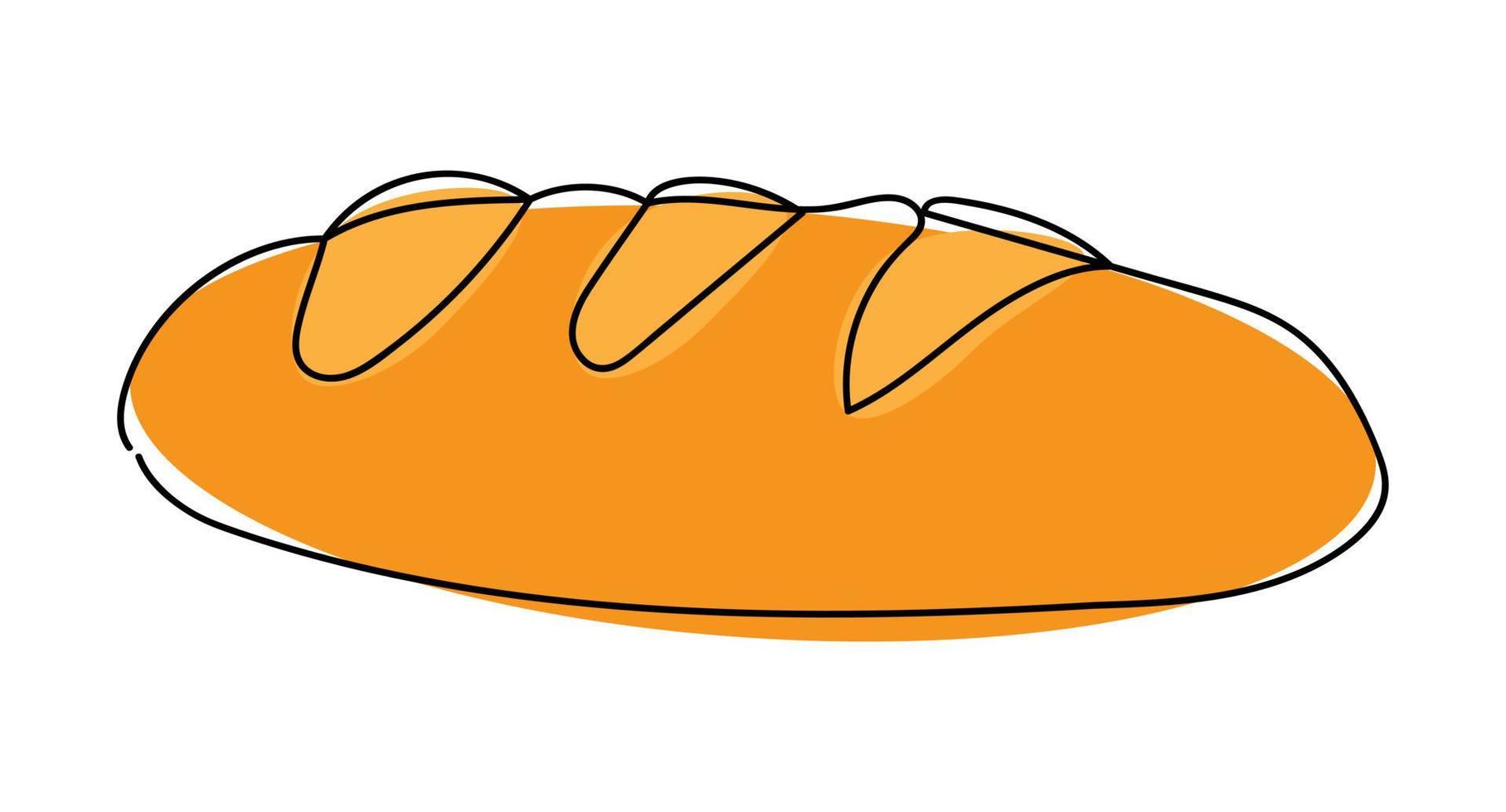 una linea di pane. pagnotta in fila continua. baguette dal design minimalista. linea da forno art. pasticceria del buongiorno del caffè. vettore di disegno. prima colazione. illustrazione vettoriale