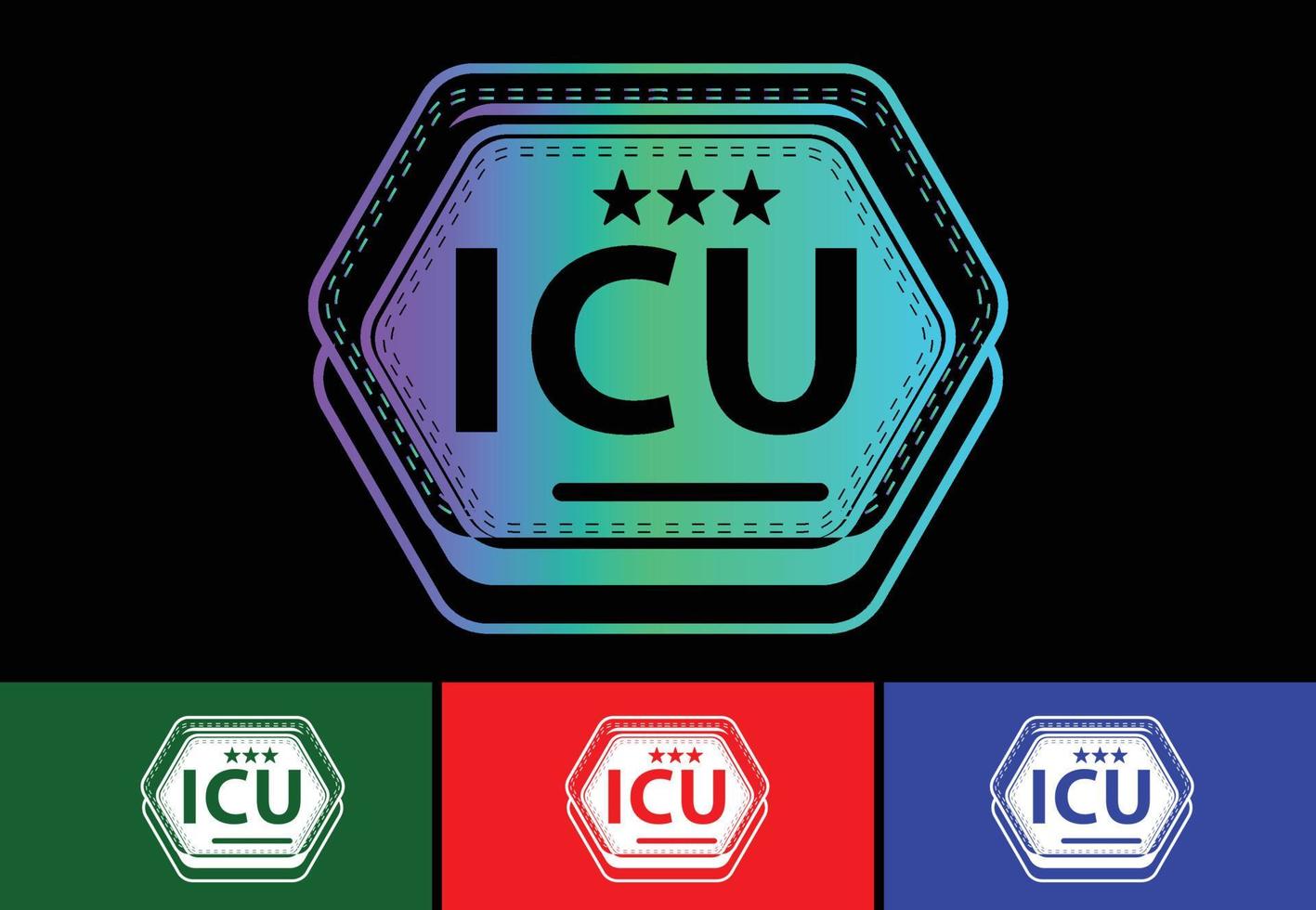 icu lettera nuovo logo e modello di progettazione dell'icona vettore