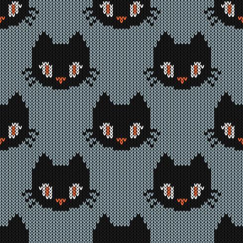 Seamless Knitting Texture con simpatico gatto vettore