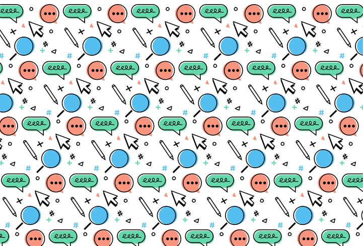 disegnati a mano social media pattern di sfondo vettore