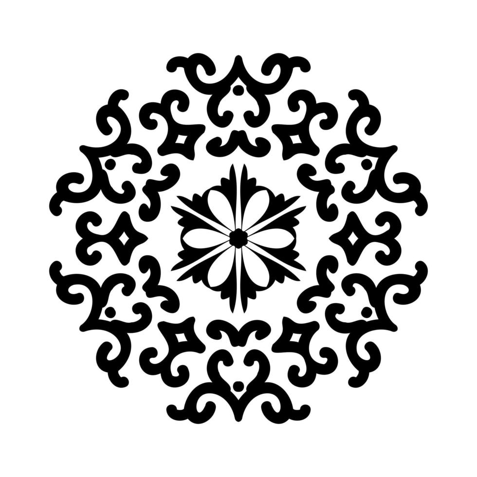 ornamento circolare astratto nero isolato su sfondo bianco. ornamento circolare mandala. modello orientale. per stencil, tatuaggio, intarsio, taglio laser e stampe. vettore