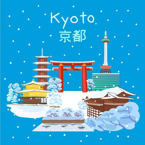 Kyoto Giappone stagione invernale vettore