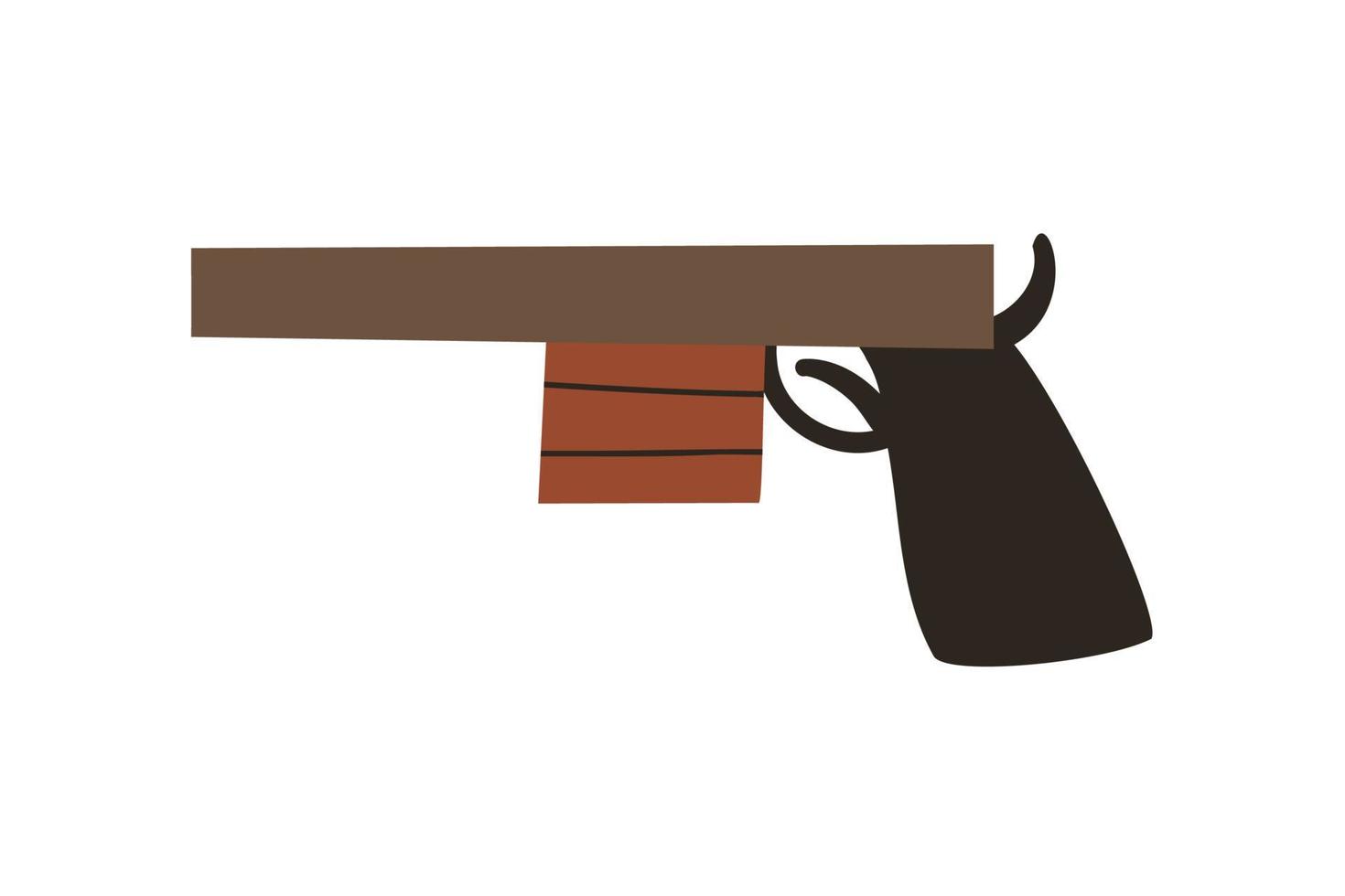 pistola disegnata a mano in stile piatto. illustrazione vettoriale su bianco