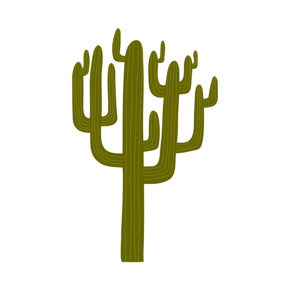 cactus in stile piatto disegnato a mano. selvaggio west, deserto, piante. illustrazione vettoriale isolato su sfondo bianco