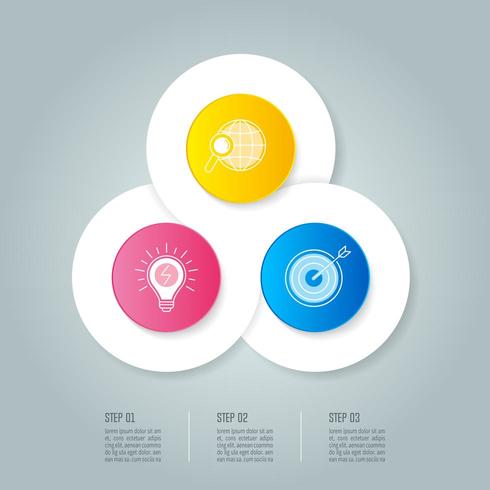 concetto di business design infografico con 3 opzioni, parti o processi. vettore