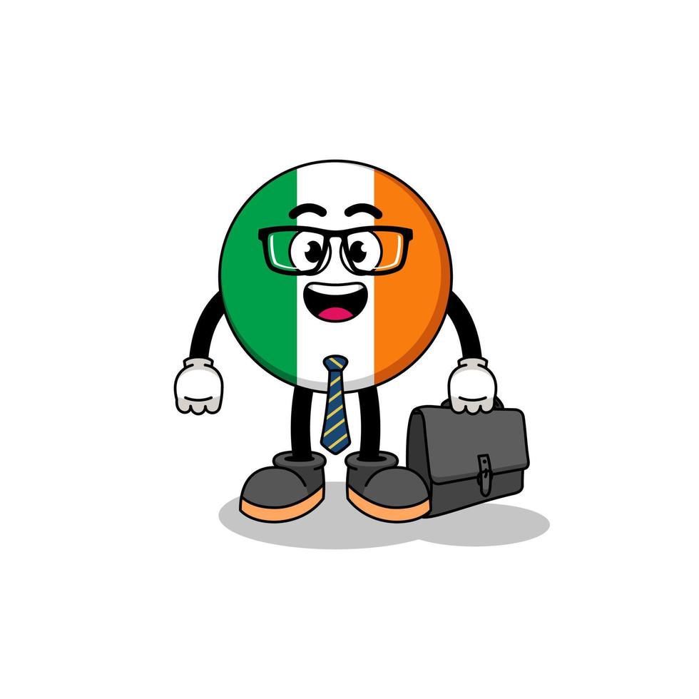 mascotte della bandiera dell'Irlanda come uomo d'affari vettore