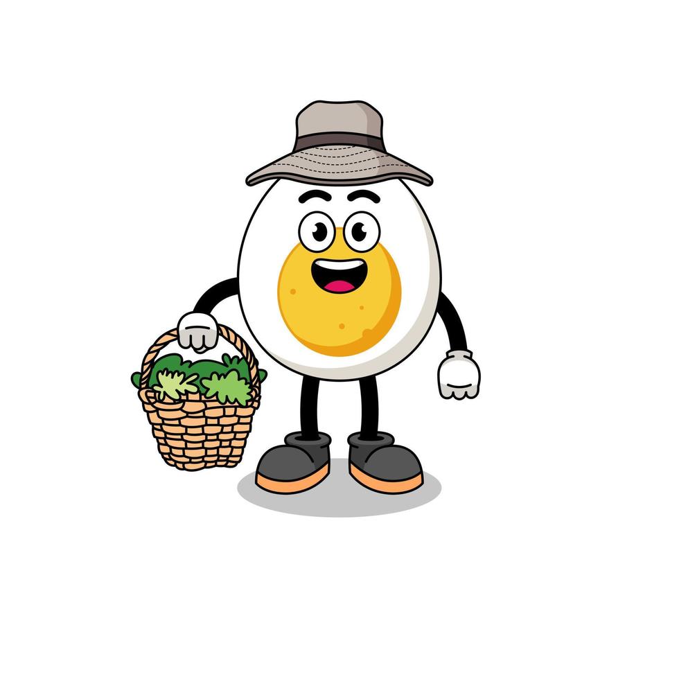 illustrazione del personaggio di uovo sodo come erborista vettore
