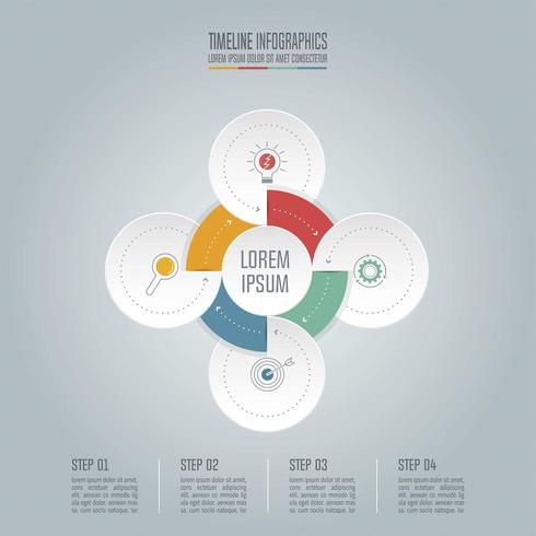 Concetto di business design infografico con 4 opzioni. vettore