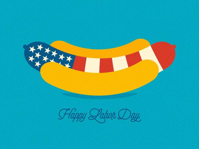 Cartolina d&#39;auguri di festa del lavoro di hot dog USA vettore