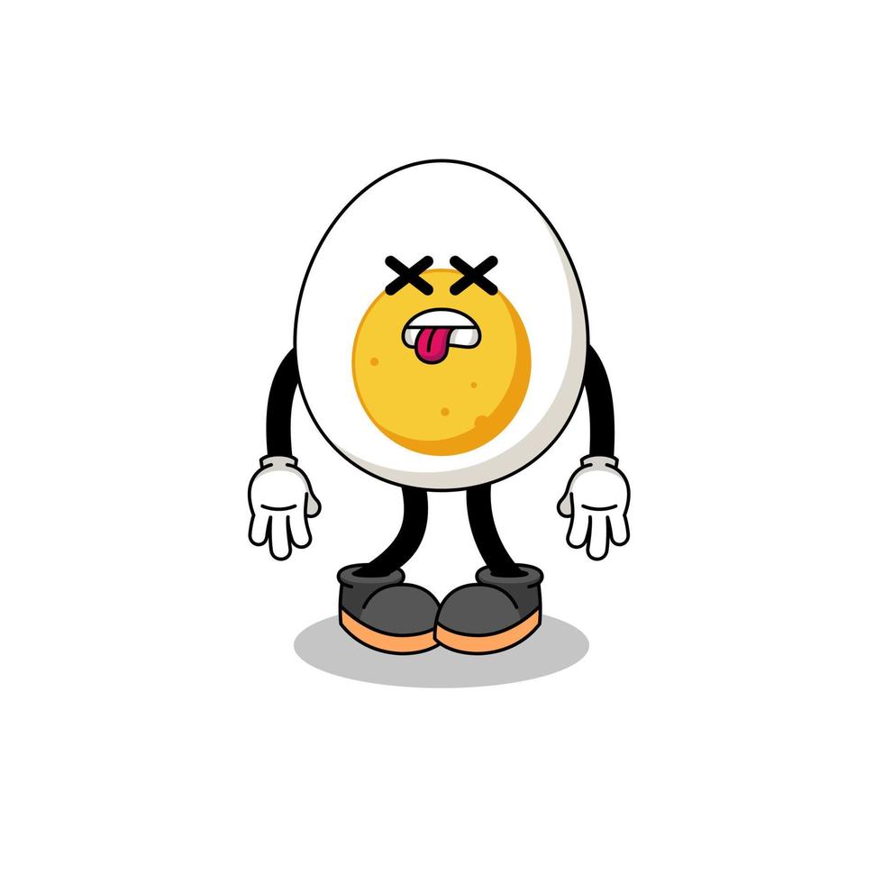 l'illustrazione della mascotte dell'uovo sodo è morta vettore
