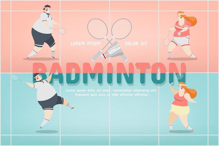 disegno del personaggio sportivo di badminton vettore