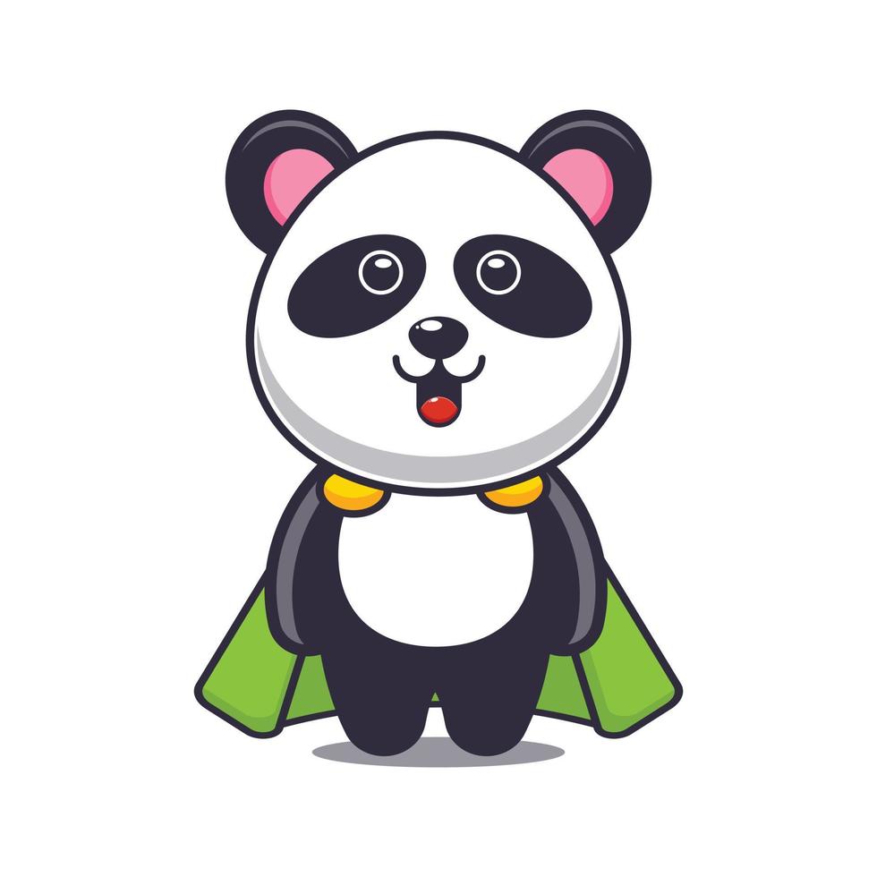 carino super panda cartone animato illustrazione vettoriale