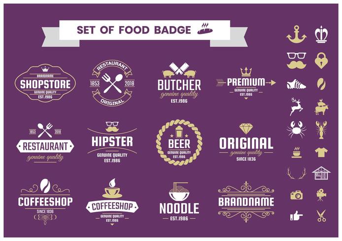 Set di badge alimentari vettore