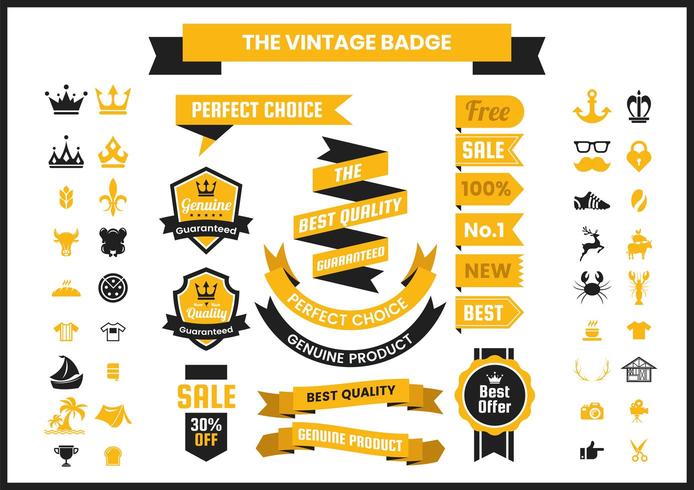 Collezione di badge vintage dorato vettore