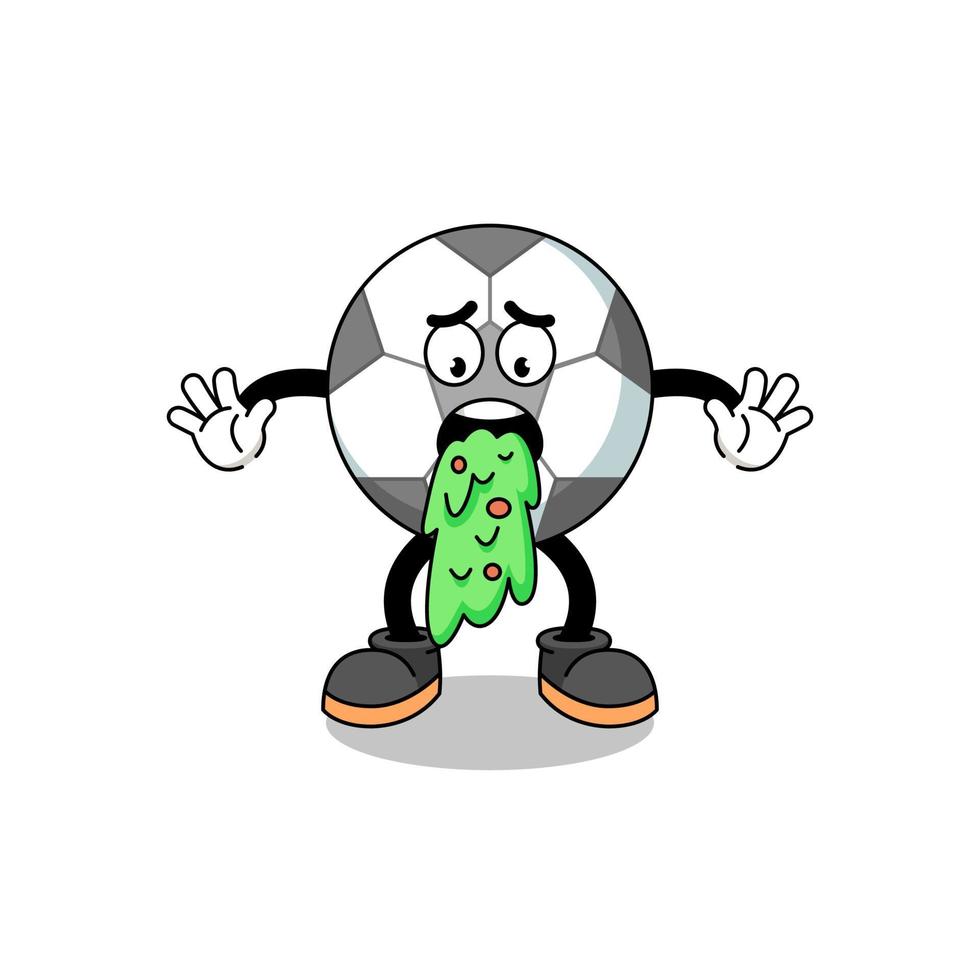 vomito del fumetto della mascotte del pallone da calcio vettore