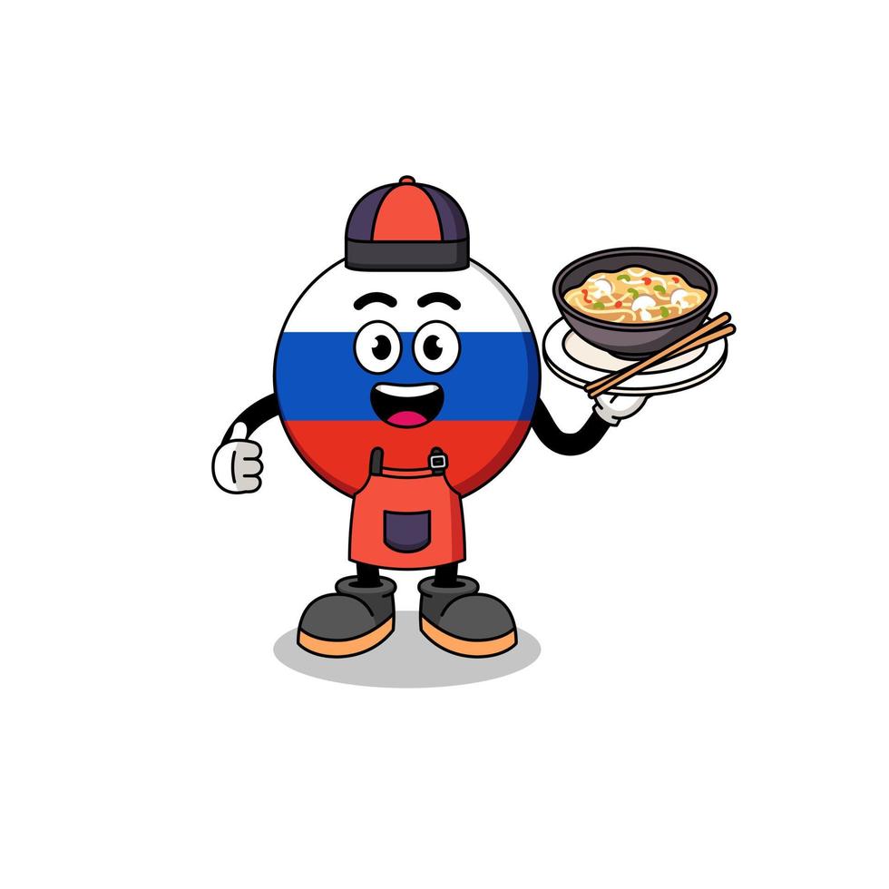 illustrazione della bandiera della russia come chef asiatico vettore