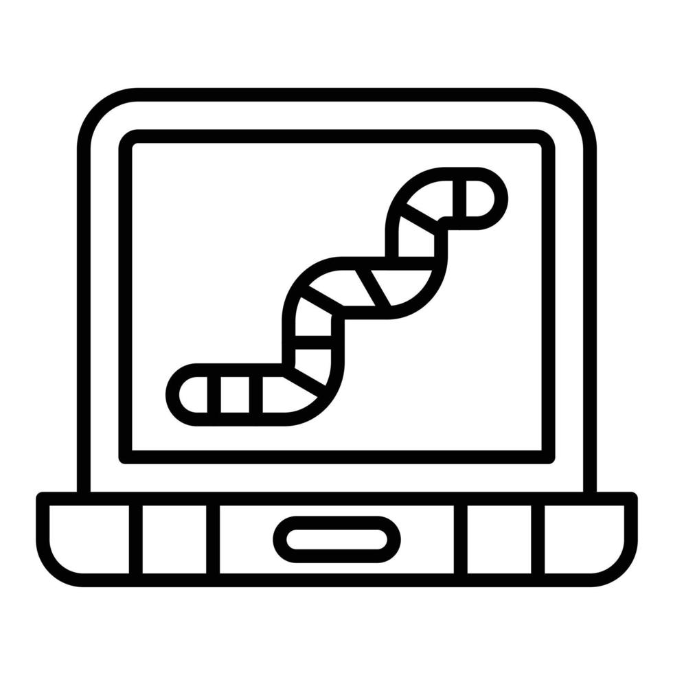 icona della linea del worm del computer vettore
