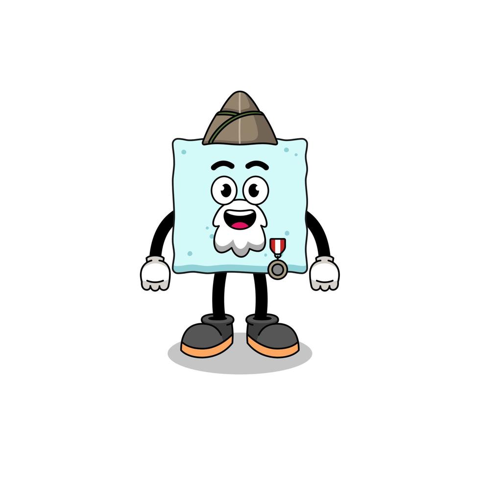 personaggio dei cartoni animati di una zolletta di zucchero come un veterano vettore