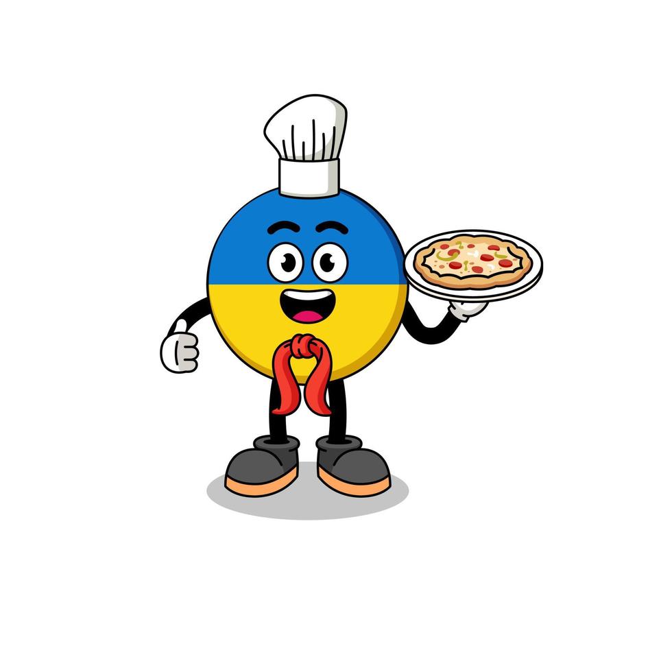 illustrazione della bandiera dell'ucraina come chef italiano vettore