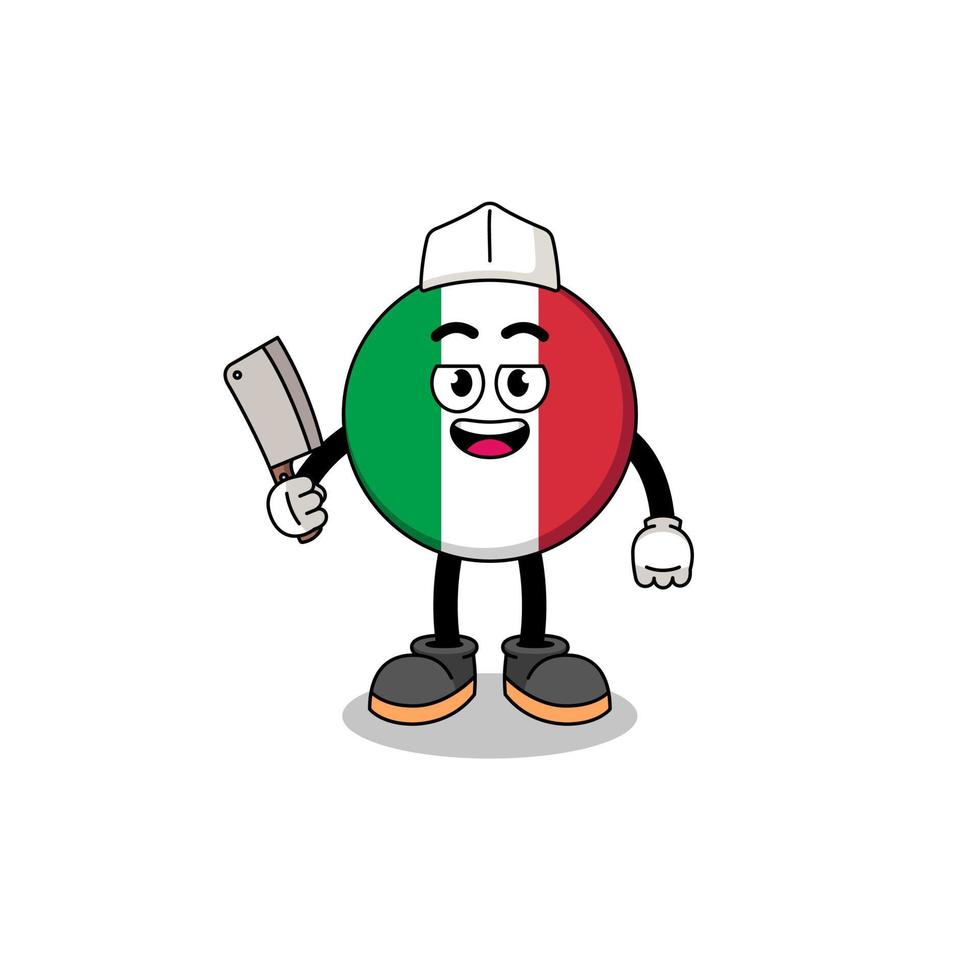 mascotte della bandiera italia come macellaio vettore