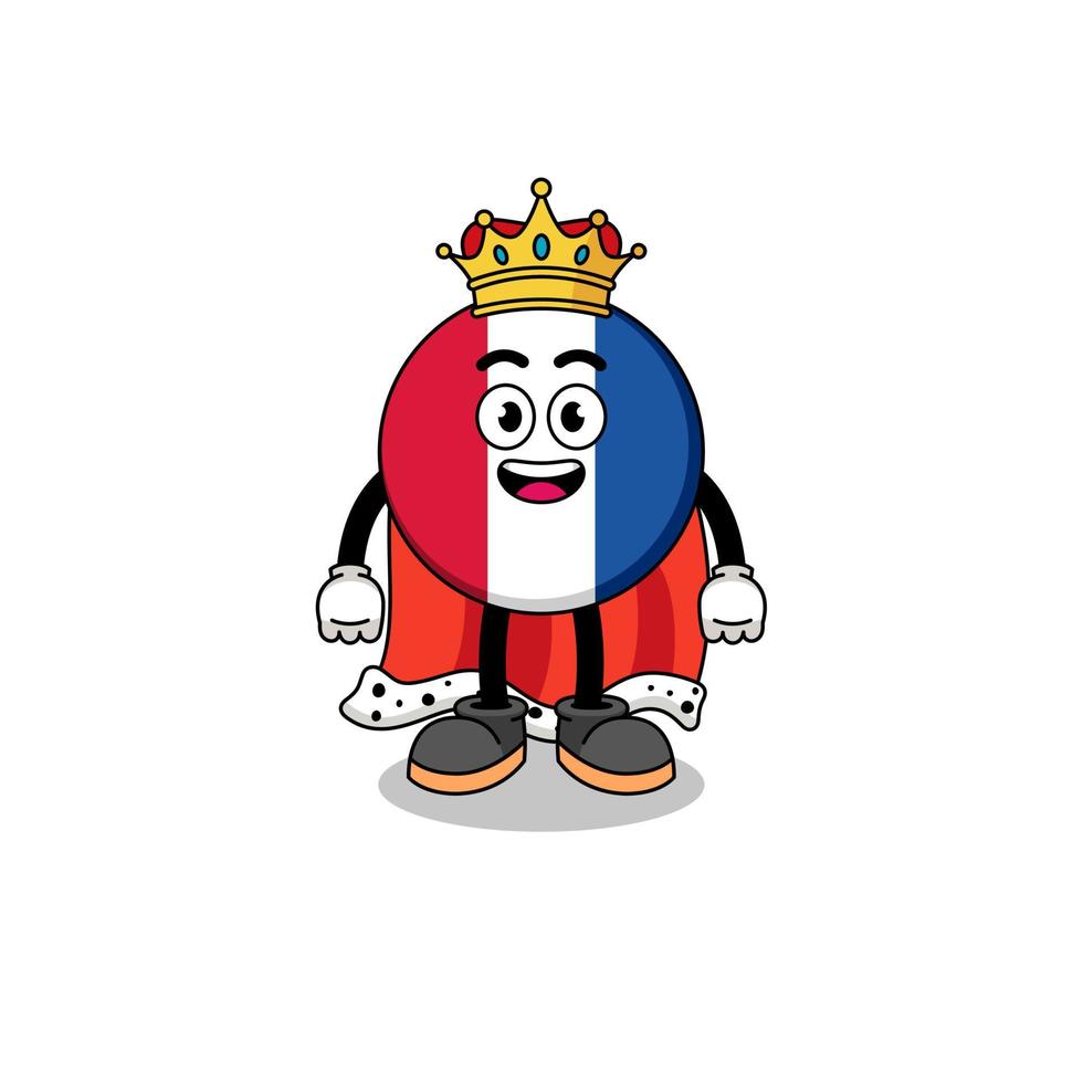 illustrazione della mascotte del re della bandiera della francia vettore
