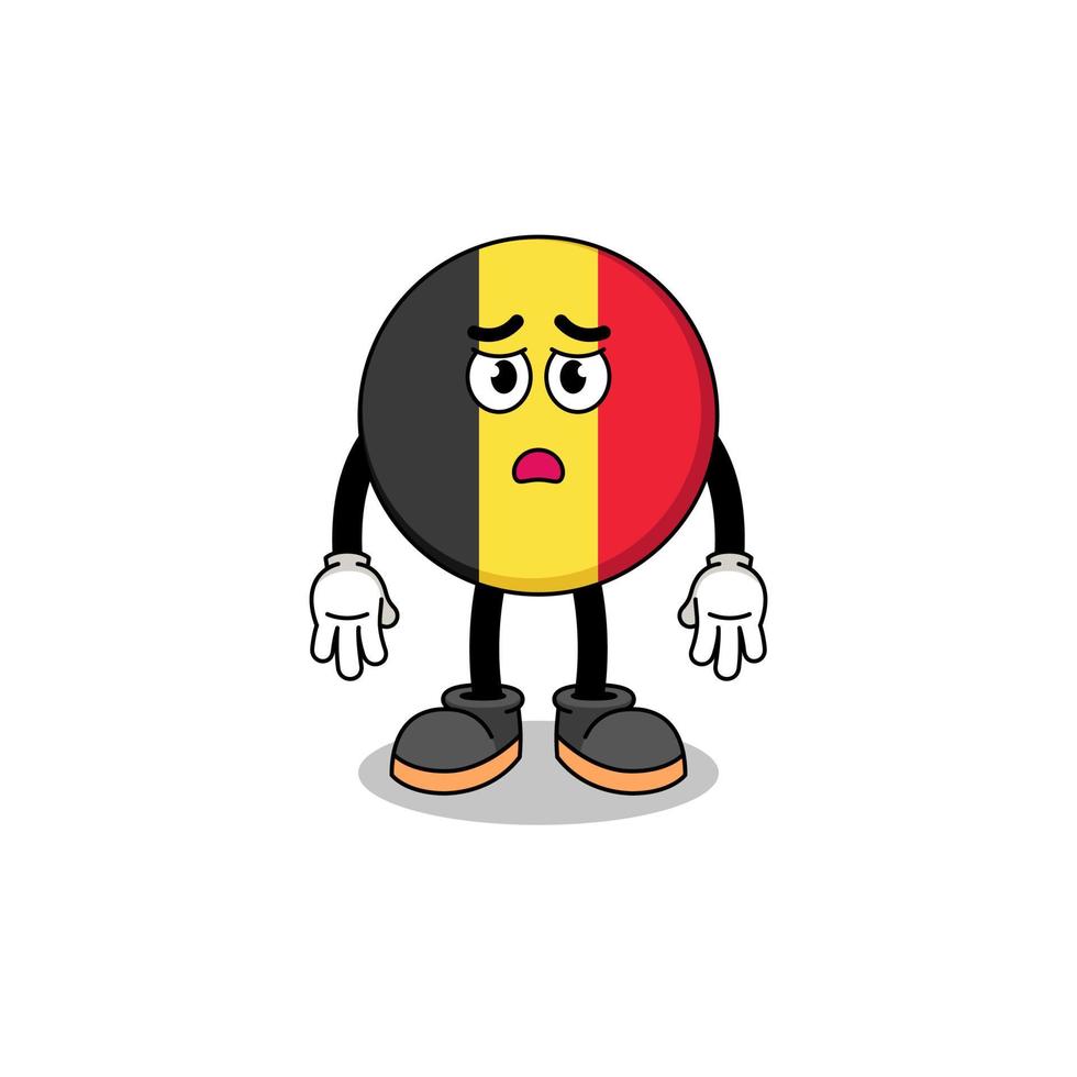illustrazione del fumetto della bandiera del Belgio con la faccia triste vettore
