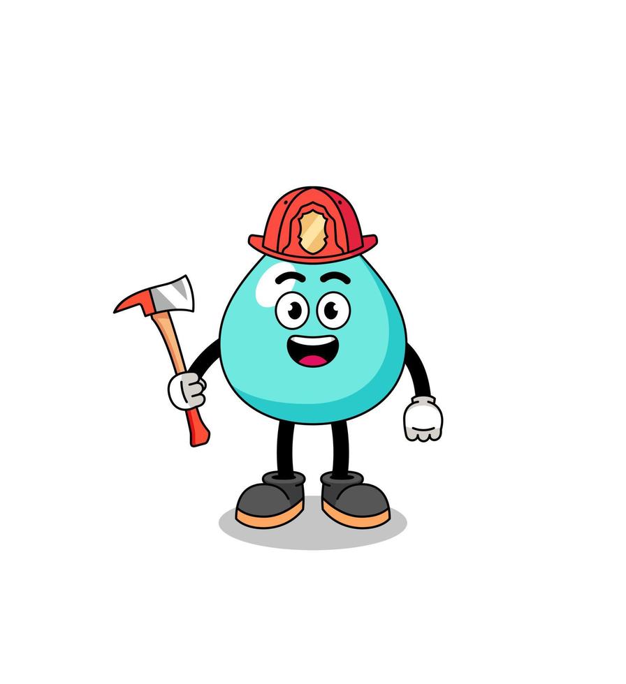 mascotte del fumetto del vigile del fuoco d'acqua vettore