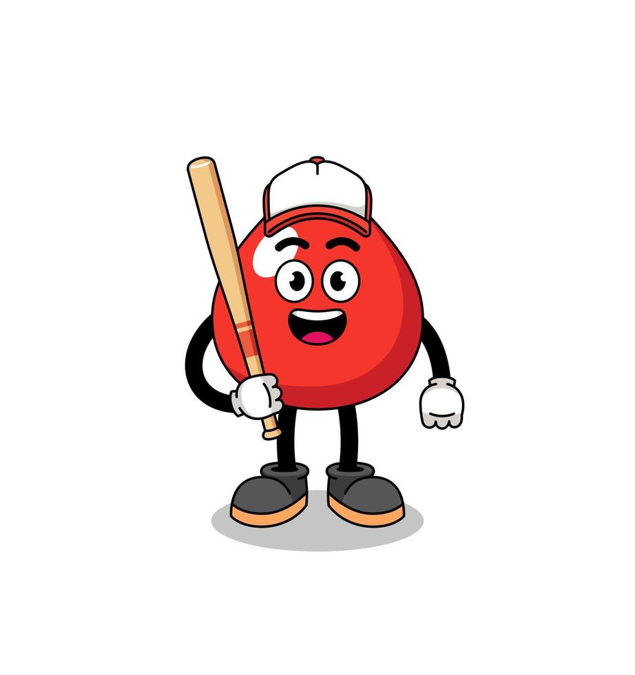 fumetto della mascotte del sangue come giocatore di baseball vettore
