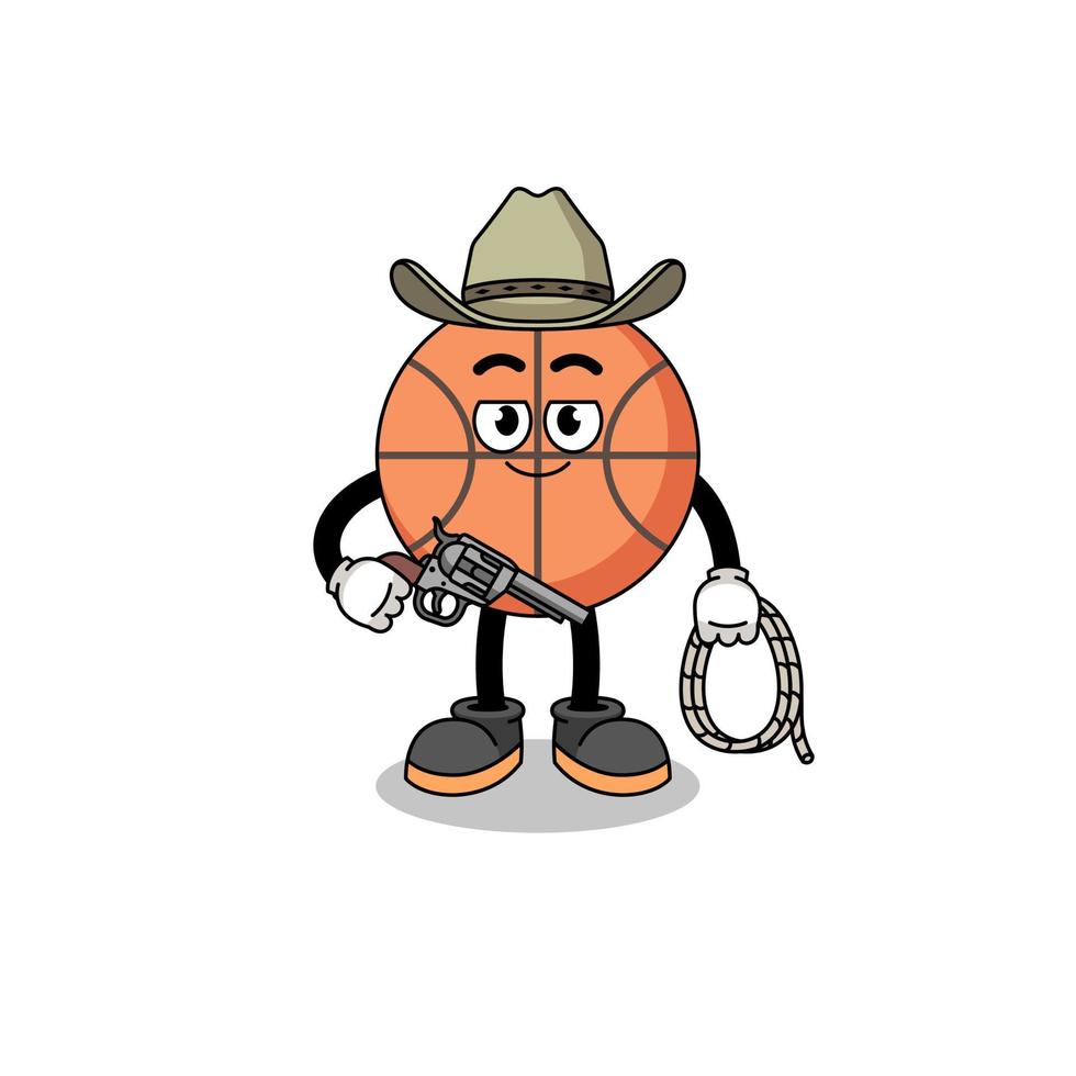 personaggio mascotte del basket come cowboy vettore