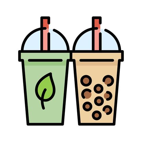 Bubble tea e icona di tè verde vettore