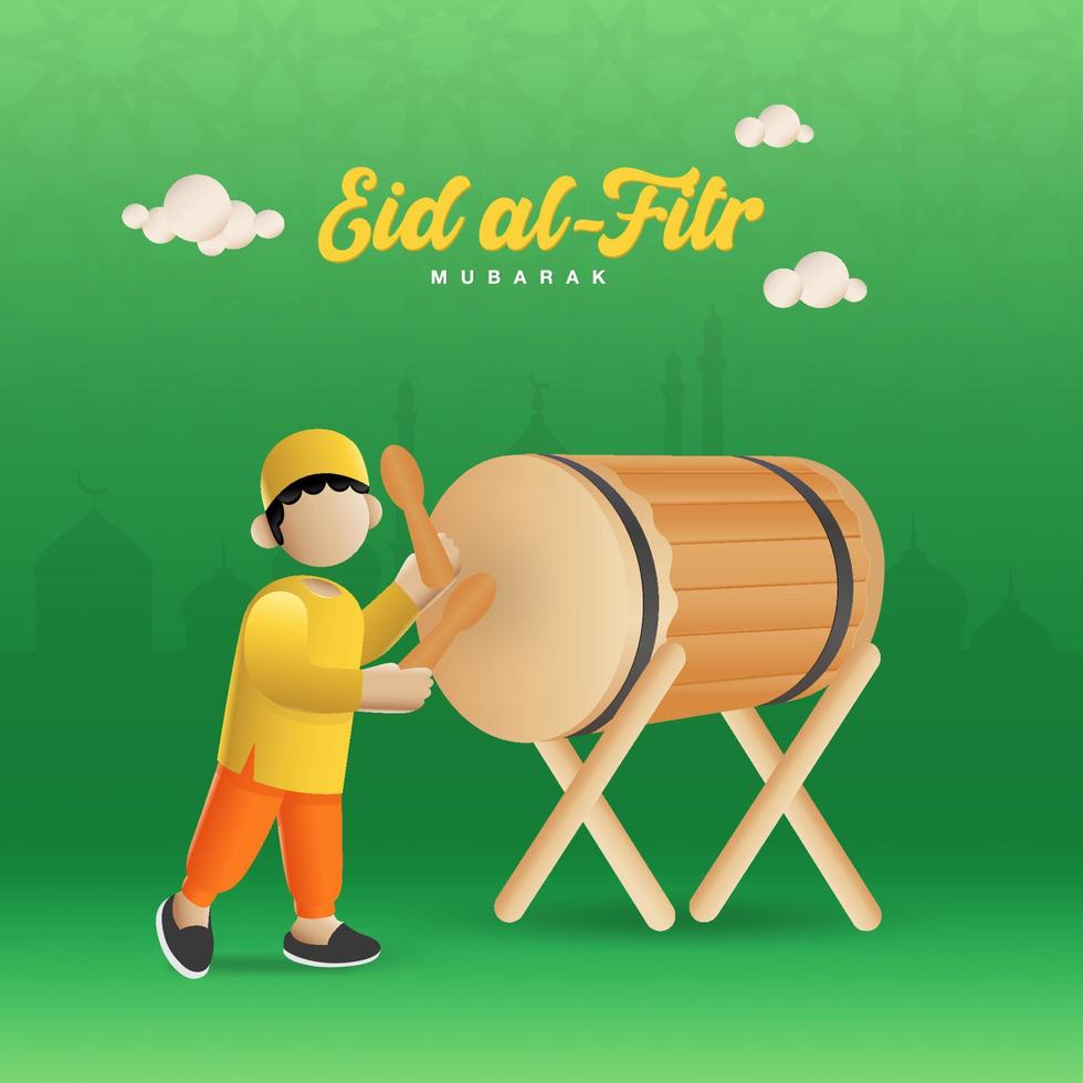 eid al fitr mubarak biglietto di auguri illustrazione vettoriale