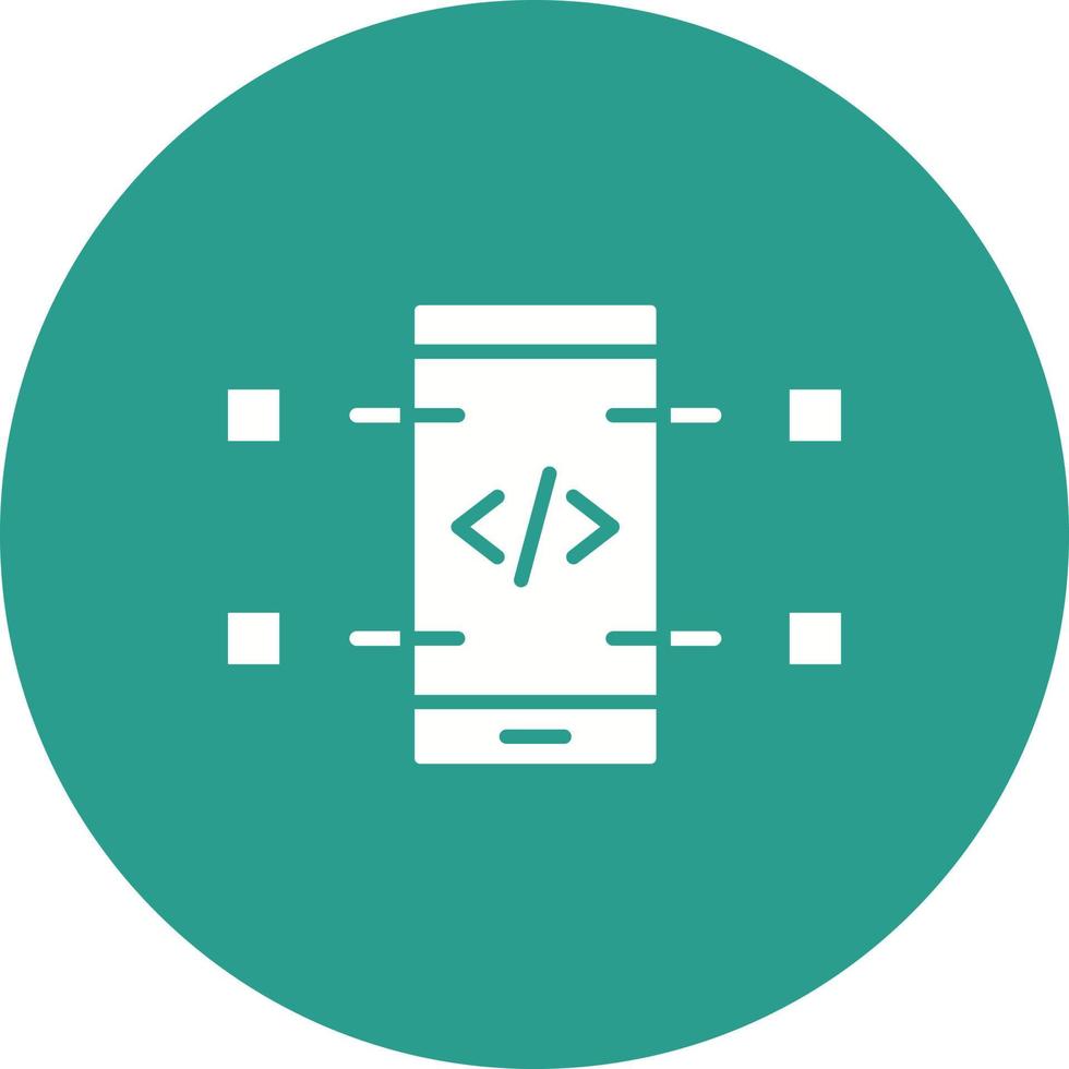 icona dello sfondo del cerchio del glifo di codifica mobile vettore