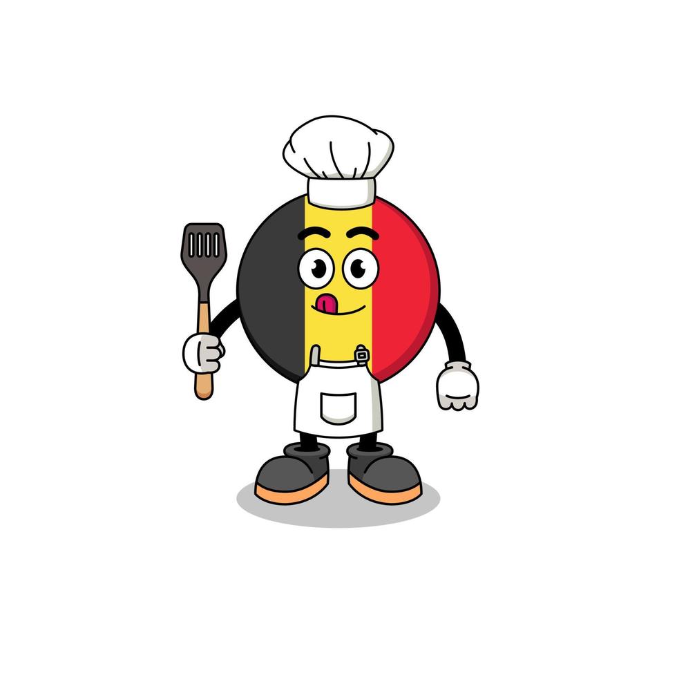 illustrazione della mascotte del cuoco unico della bandiera del Belgio vettore